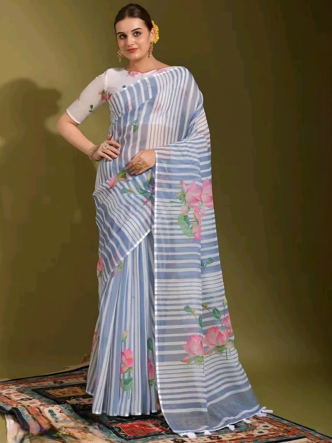 

ARPITA FASHION Leheriya Printed Saree, Blue