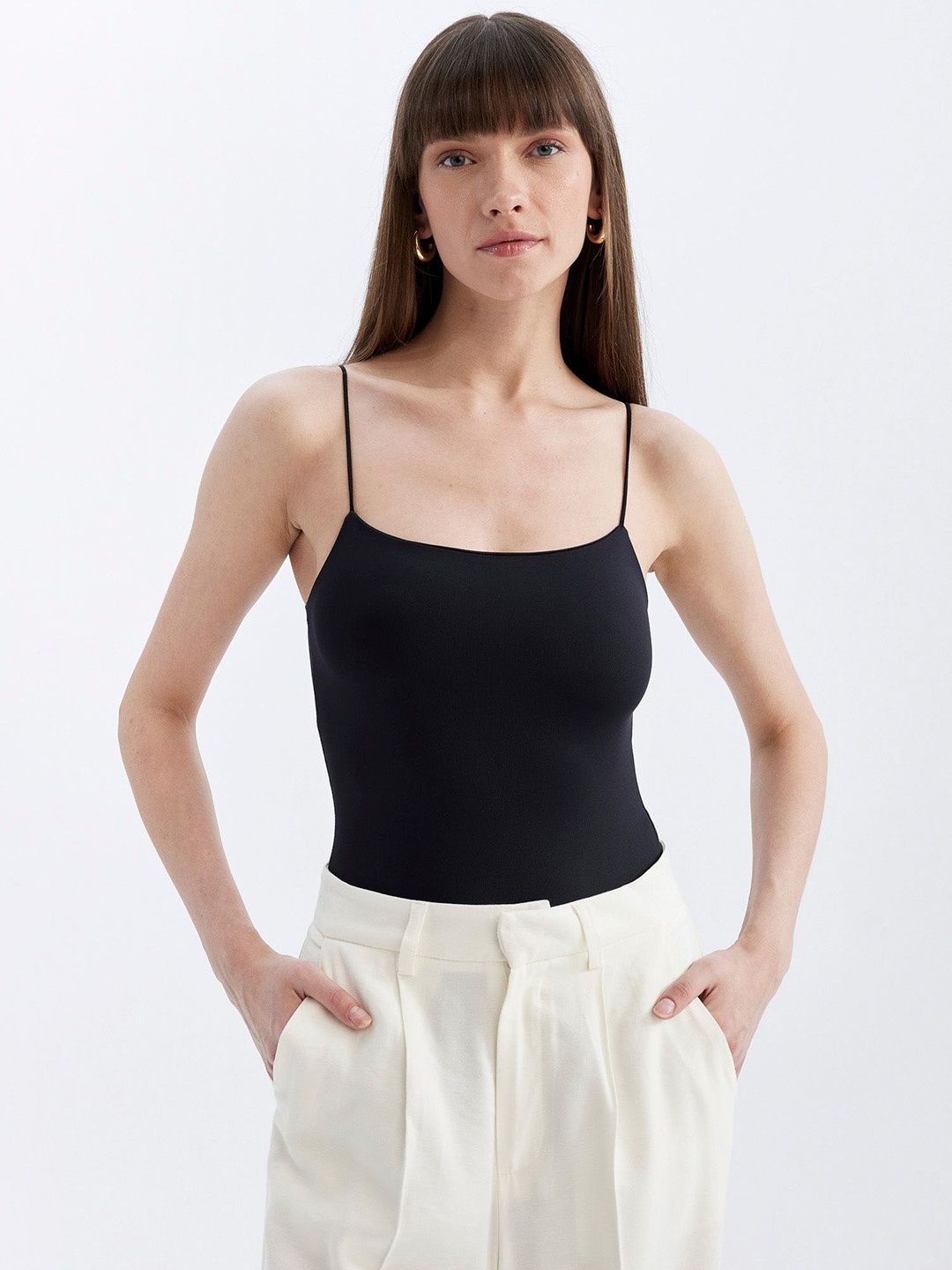 

DeFacto Women Shoulder Straps Bodysuit, Black