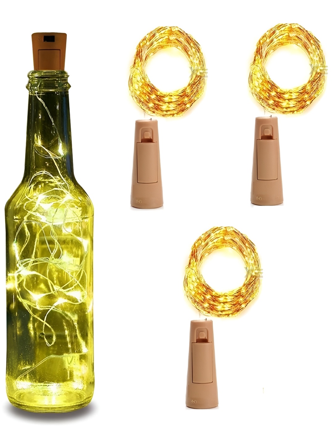

ENORMITY Yellow 3 Pcs Rice Shaped Cork LED String Lights