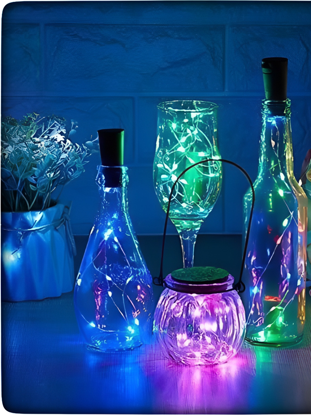 

ENORMITY Red & Blue 4 Pieces Rice Shaped Cork LED String Lights
