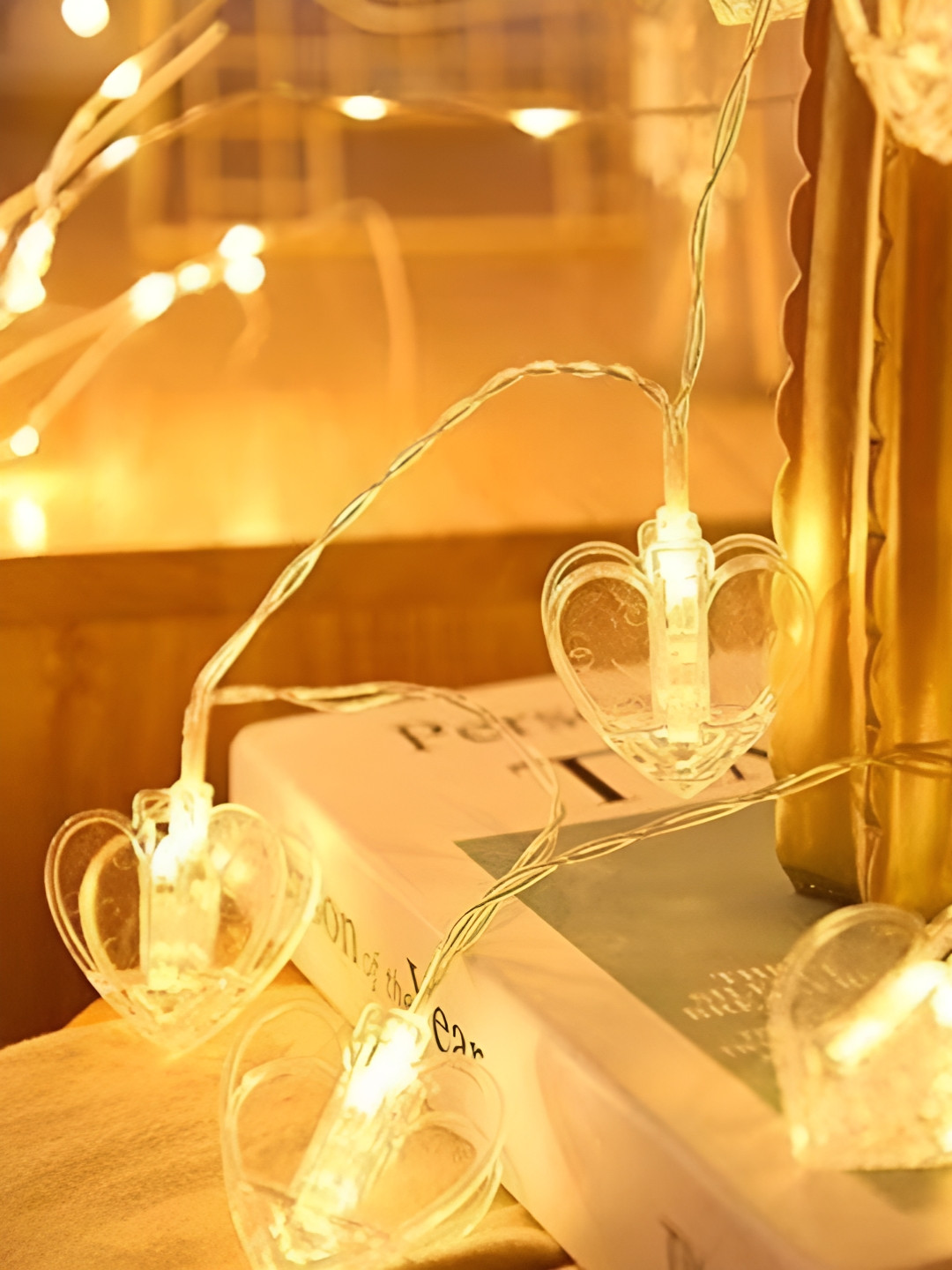 

ENORMITY Golden Yellow Heart Shaped LED String Lights
