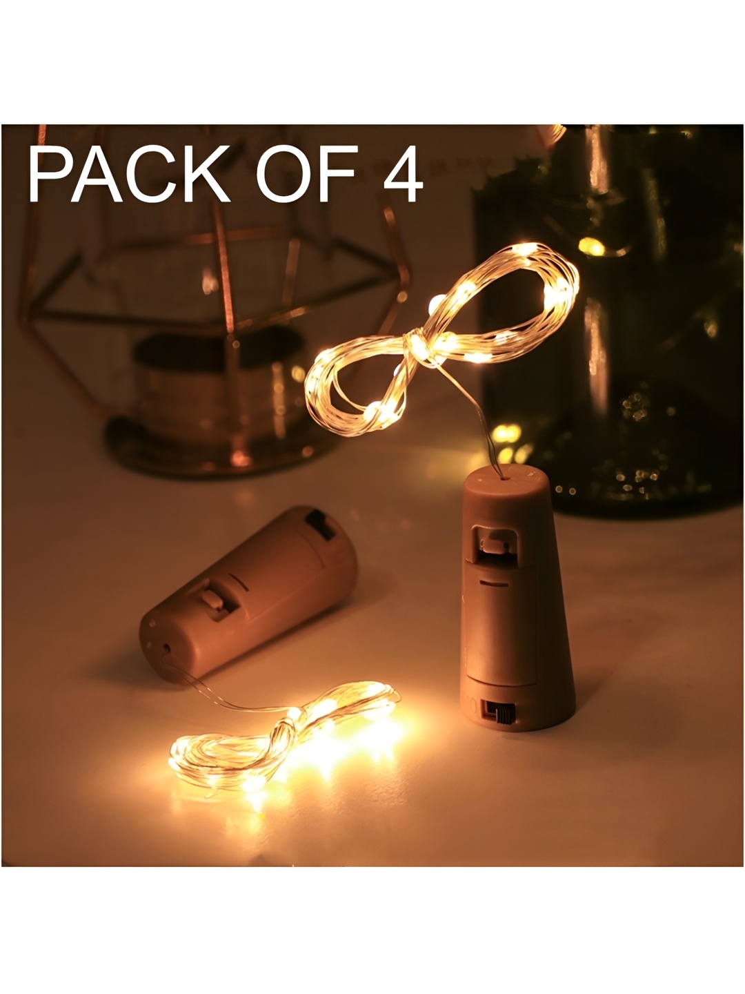 

ENORMITY Gold Toned 4 Pieces Cylindrical-Shaped String Lights