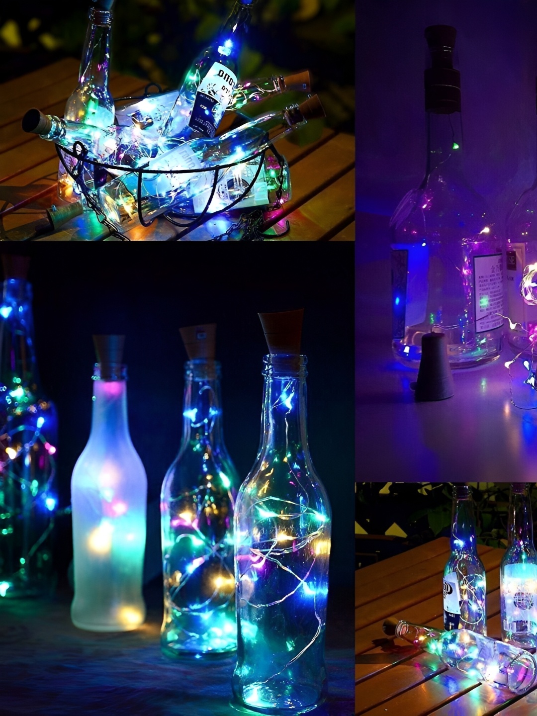 

ENORMITY Red & Blue 4 Pieces Rice Shaped Cork LED String Lights