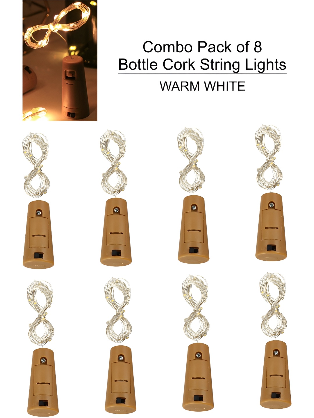 

ENORMITY Yellow 8 Pieces Cylinder Shape String Lights