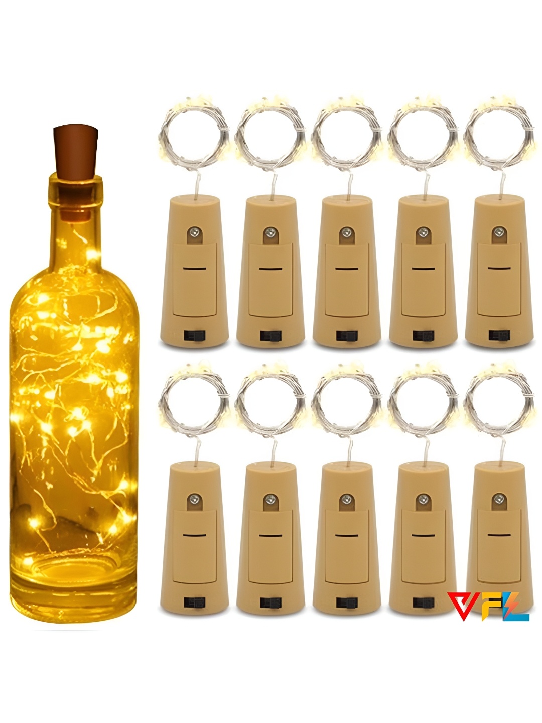 

ENORMITY Yellow 10 Pieces Cork LED String Lights