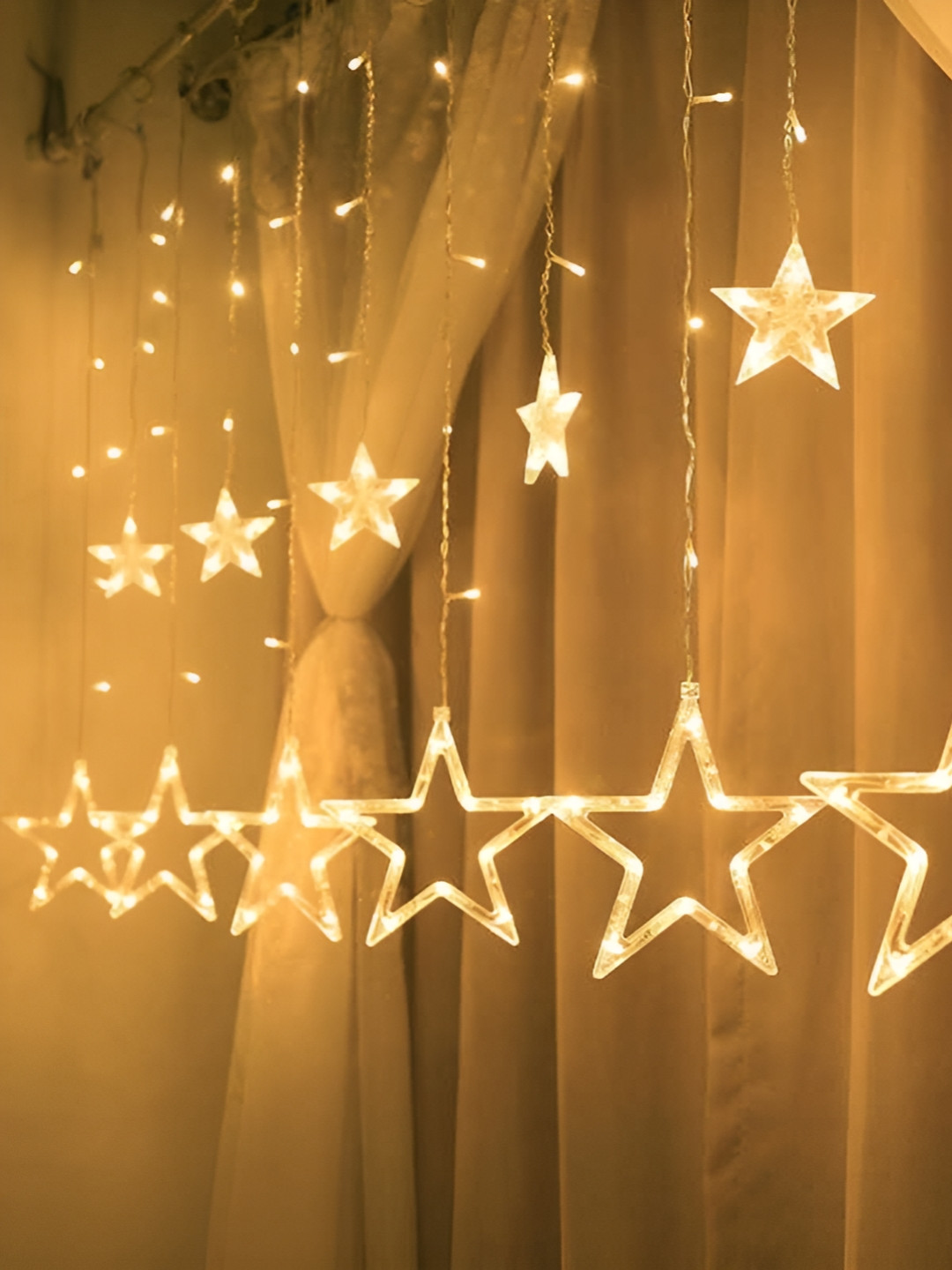 

ENORMITY Yellow Star Shape String Lights, Gold