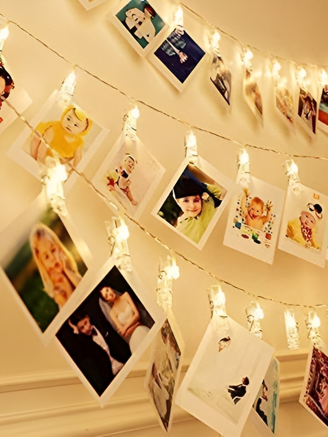 

ENORMITY Gold Toned Rice Shaped Photo Clip LED String Lights