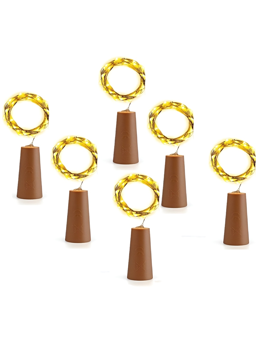 

ENORMITY Brown 6 Pcs Cylindrical Shape String Lights, Gold