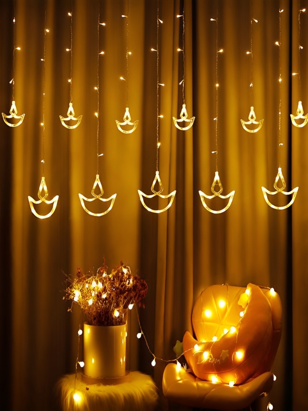 

ENORMITY Yellow 136 Diya Shaped LED String Lights