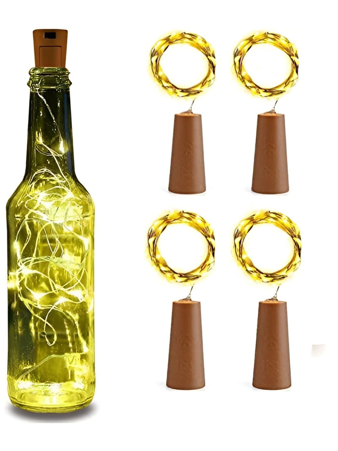 

ENORMITY Yellow 4 Pieces Cork LED String Lights