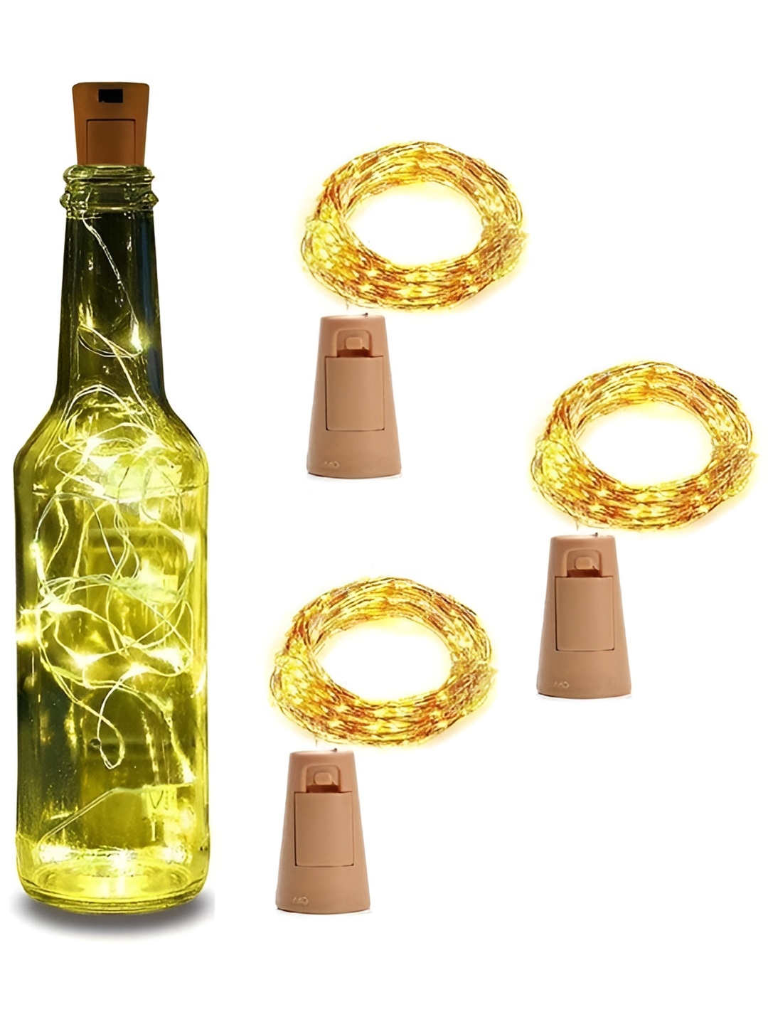 

ENORMITY Yellow & Brown 3 Pieces Cork LED String Lights