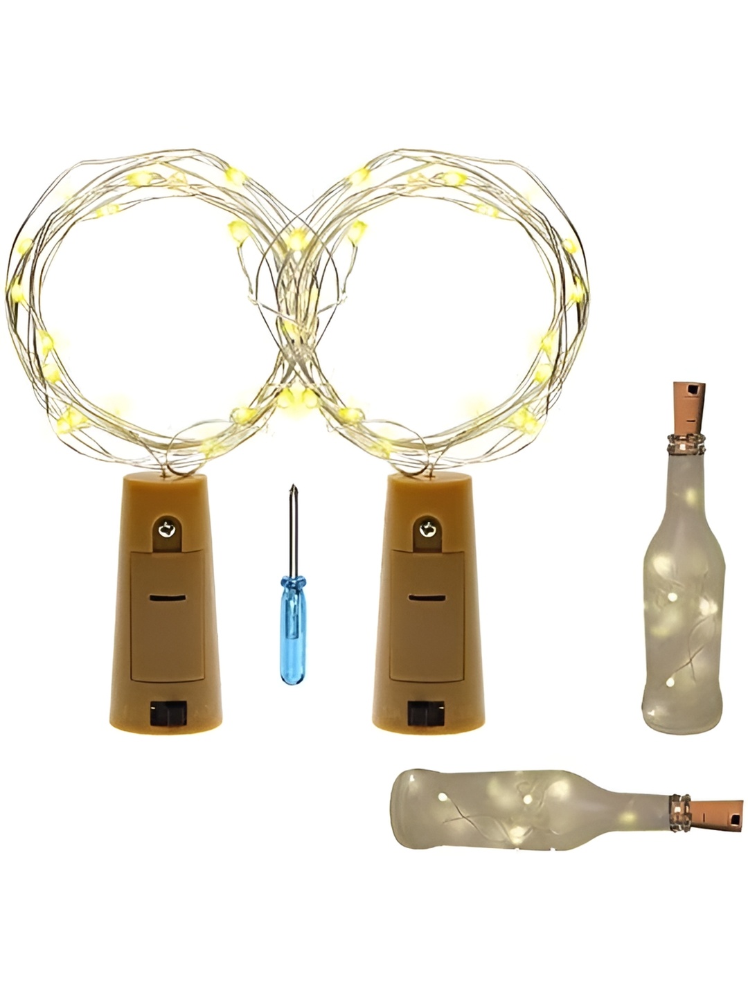 

ENORMITY Yellow 2 Pieces Cork Shape String Lights