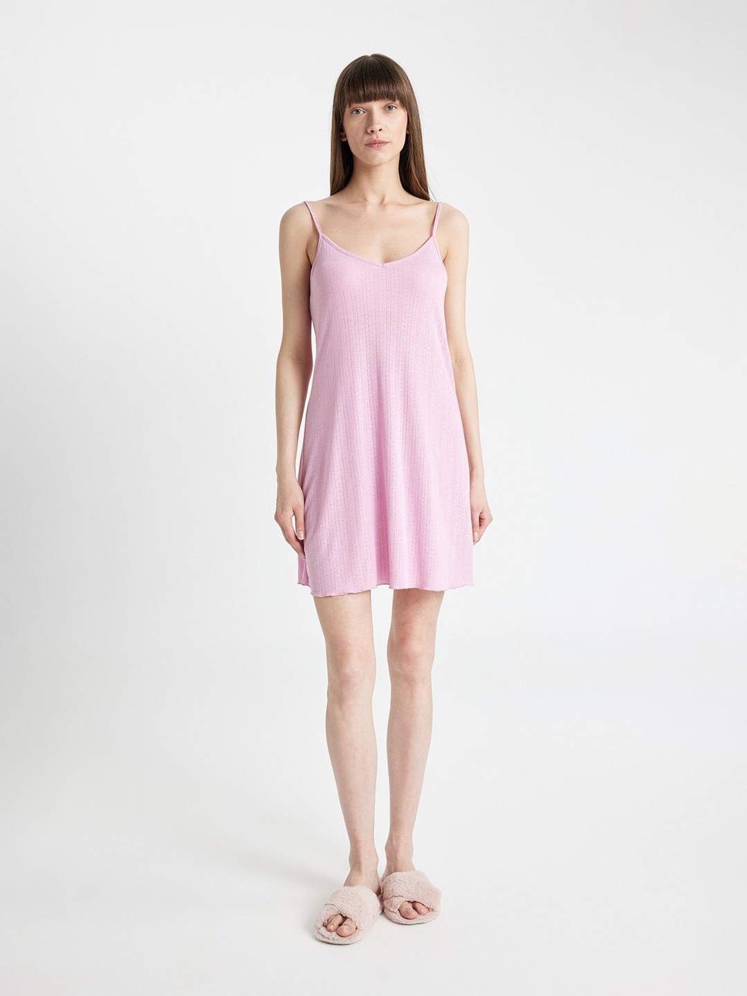 

DeFacto Shoulder Straps A-Line Mini Dress, Pink