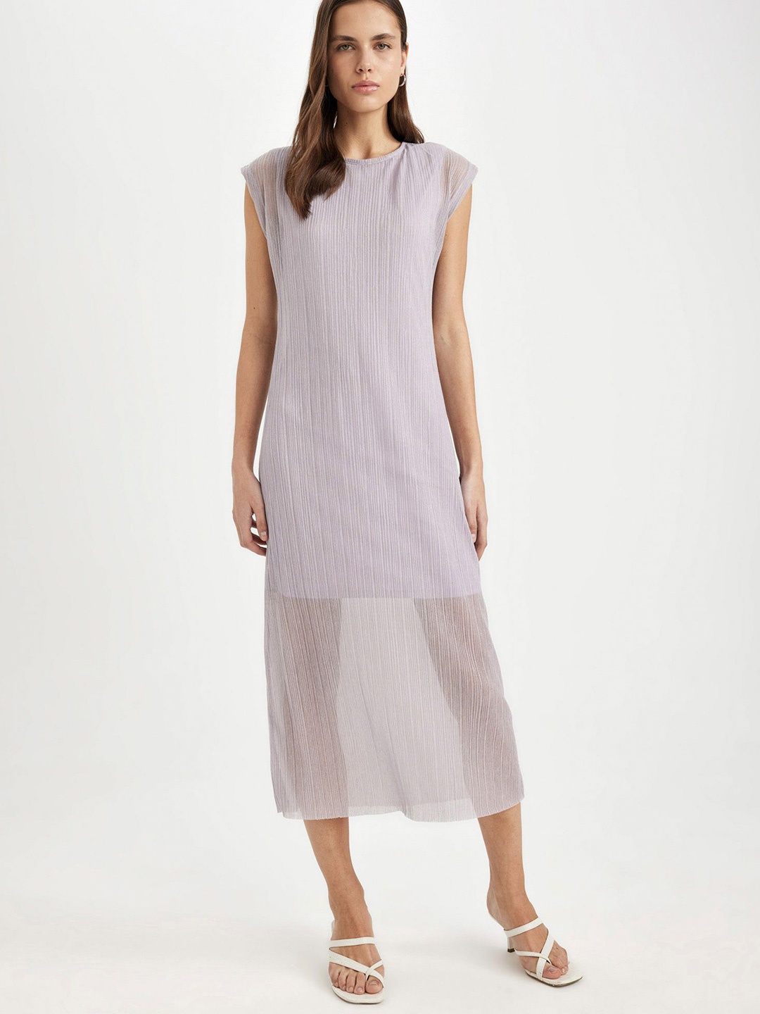 

DeFacto Striped A-Line Midi Dress, Na