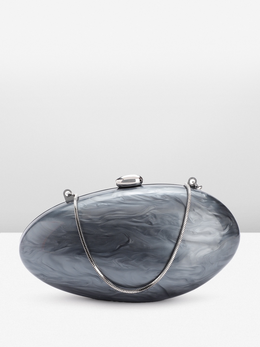 

MANGO Pearl Effect Box Clutch, Grey