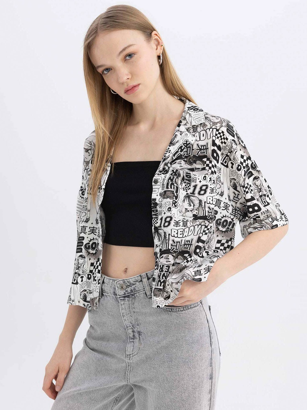 

DeFacto Women Floral Opaque Printed Casual Shirt, Na