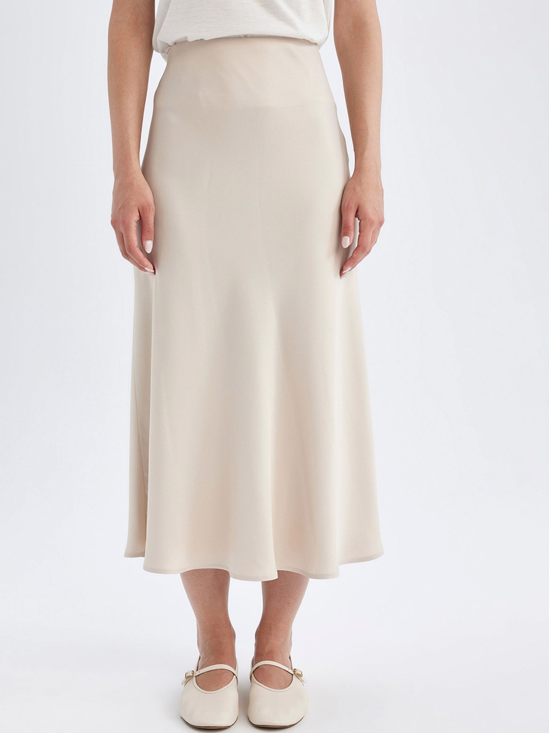

DeFacto A-Line Midi Skirt, Beige