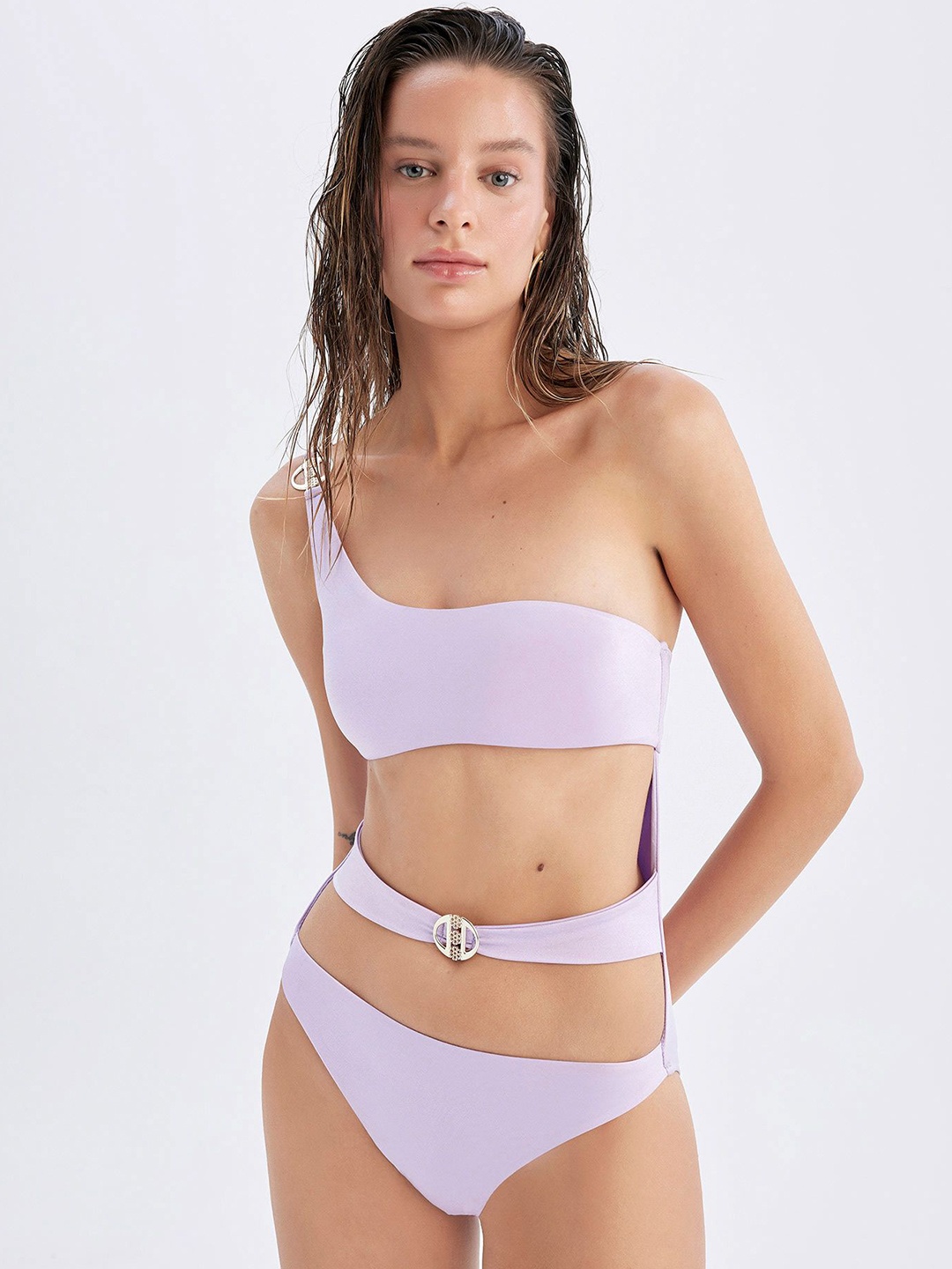 

DeFacto One Shoulder Swim Bodysuit, Lavender