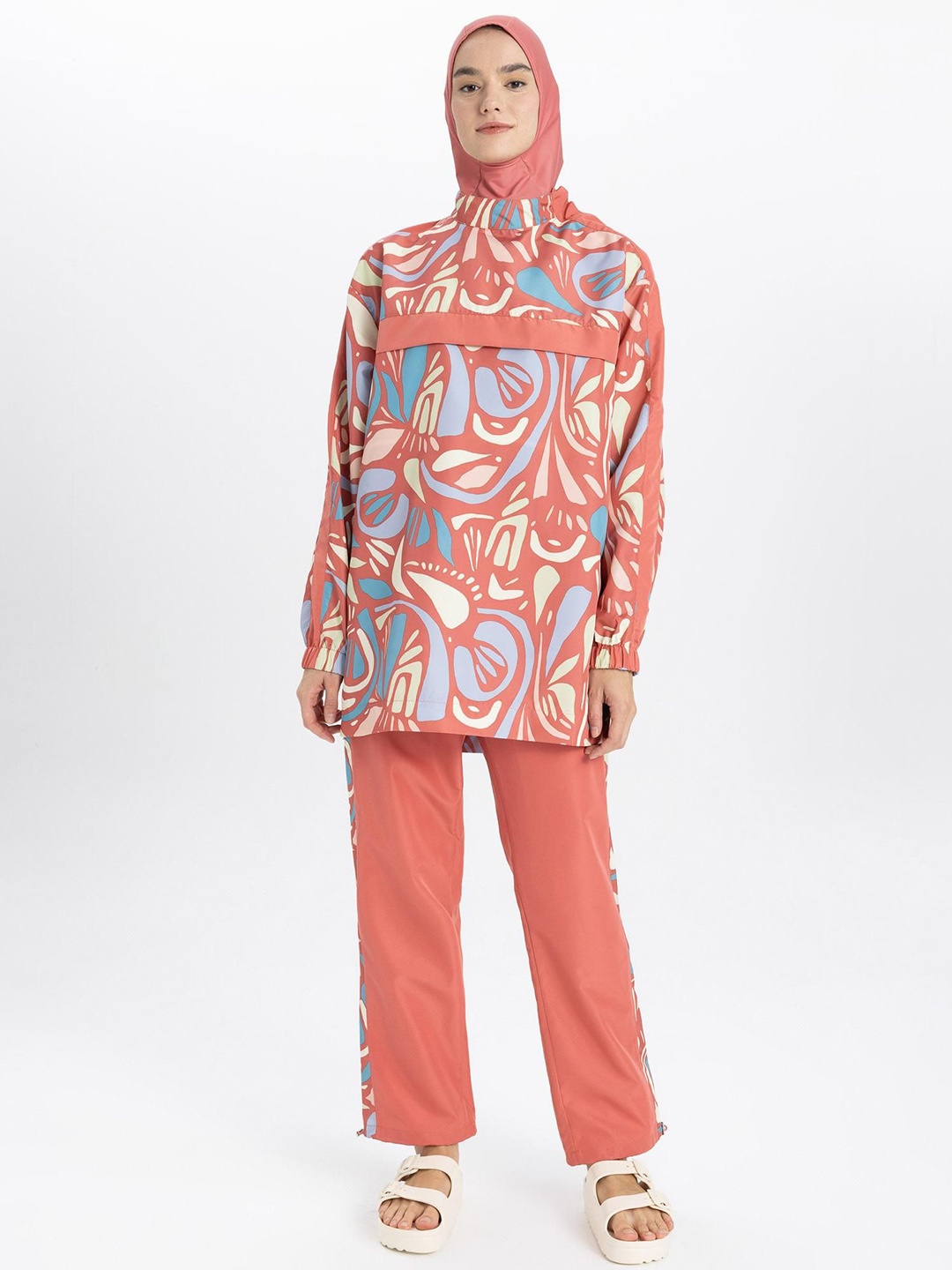 

DeFacto Printed Top & Trousers Co-Ords, Peach