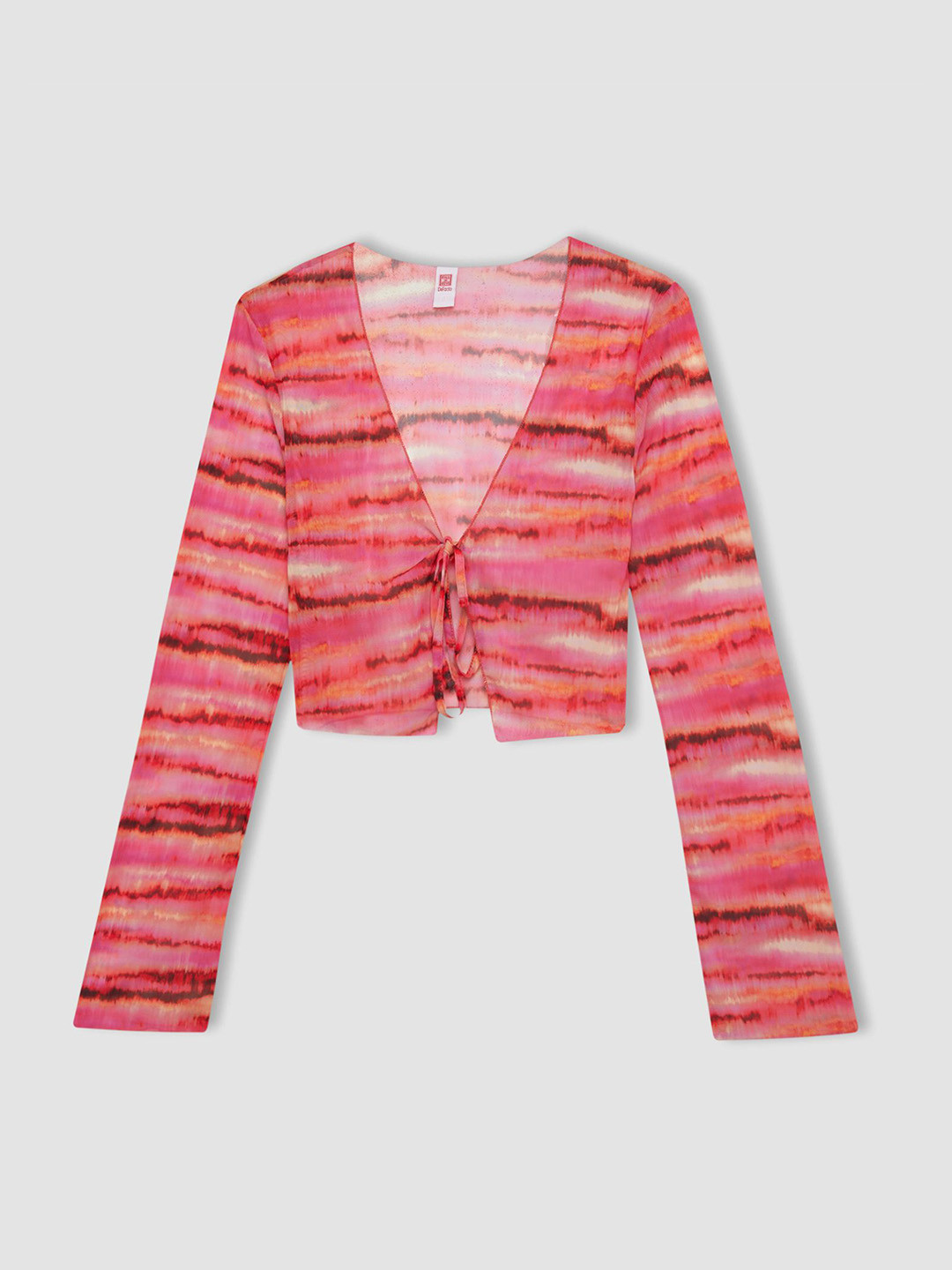 

DeFacto Printed V-Neck Swim Top, Pink