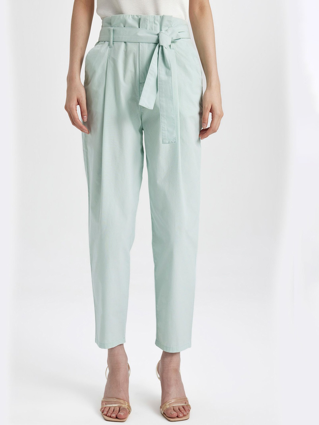 

DeFacto Women Pleated Cotton Peg Trousers, Sea green