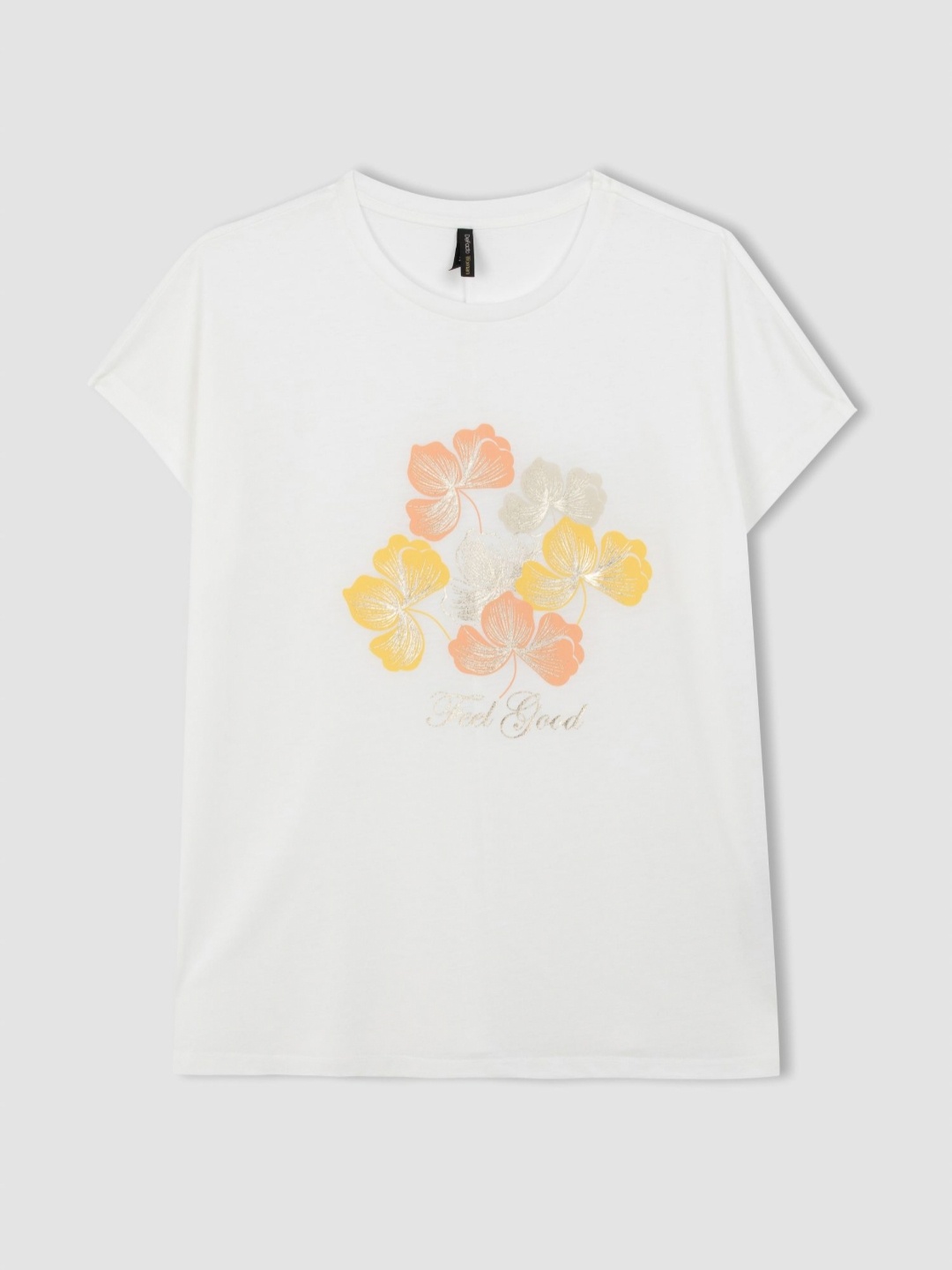 

DeFacto Women Printed V-Neck Applique T-shirt, White