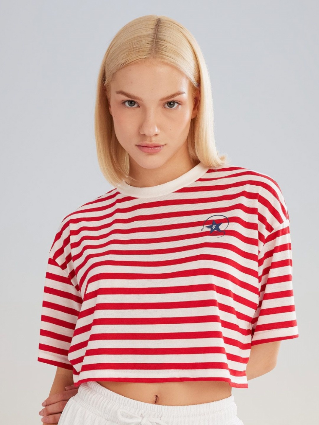 

DeFacto Women Striped Extended Sleeves T-shirt, Red