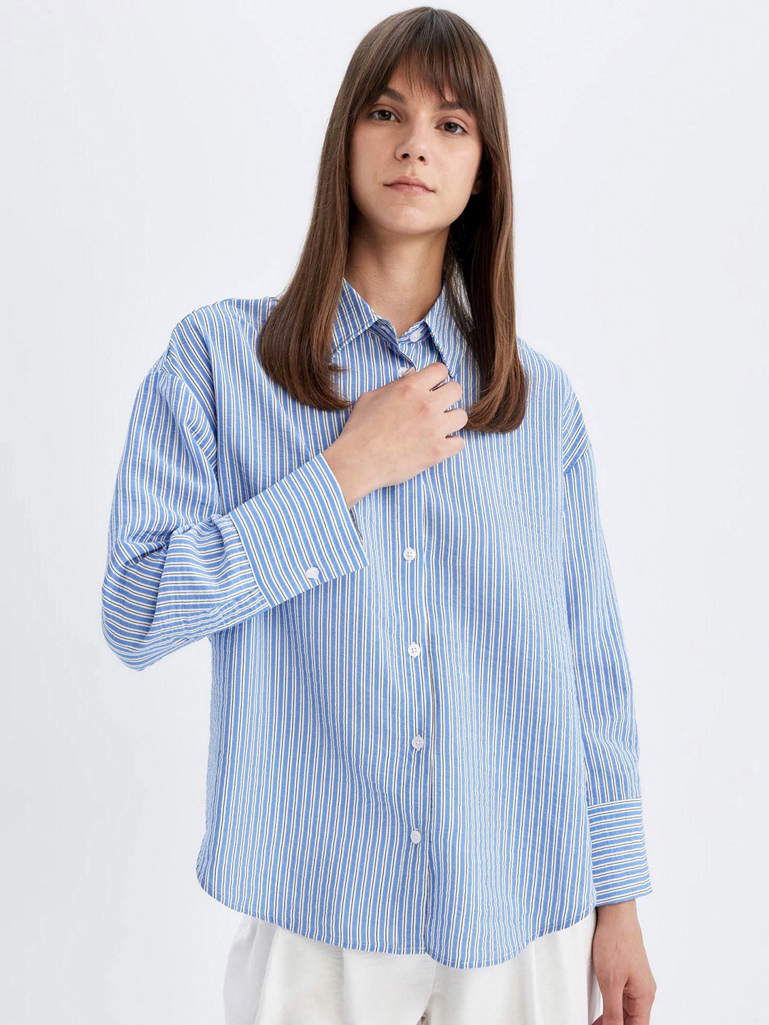 

DeFacto Women Striped Shirt, Blue