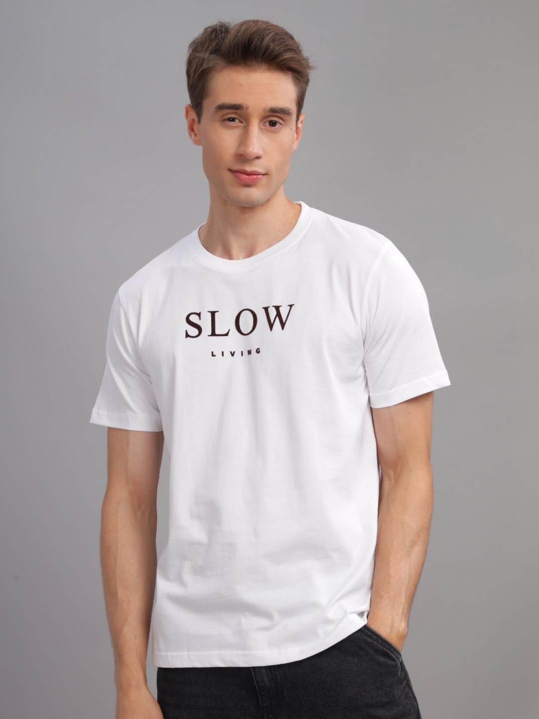 

TOMHIDDLE Men Typography Printed T-shirt, White