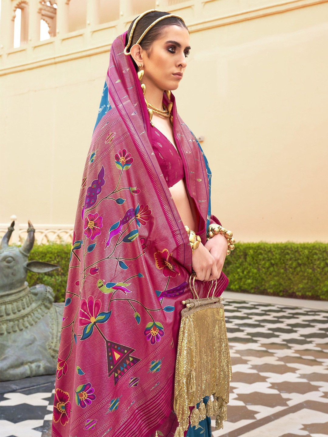 

MySilkLove Woven Design Paithani Saree, Blue