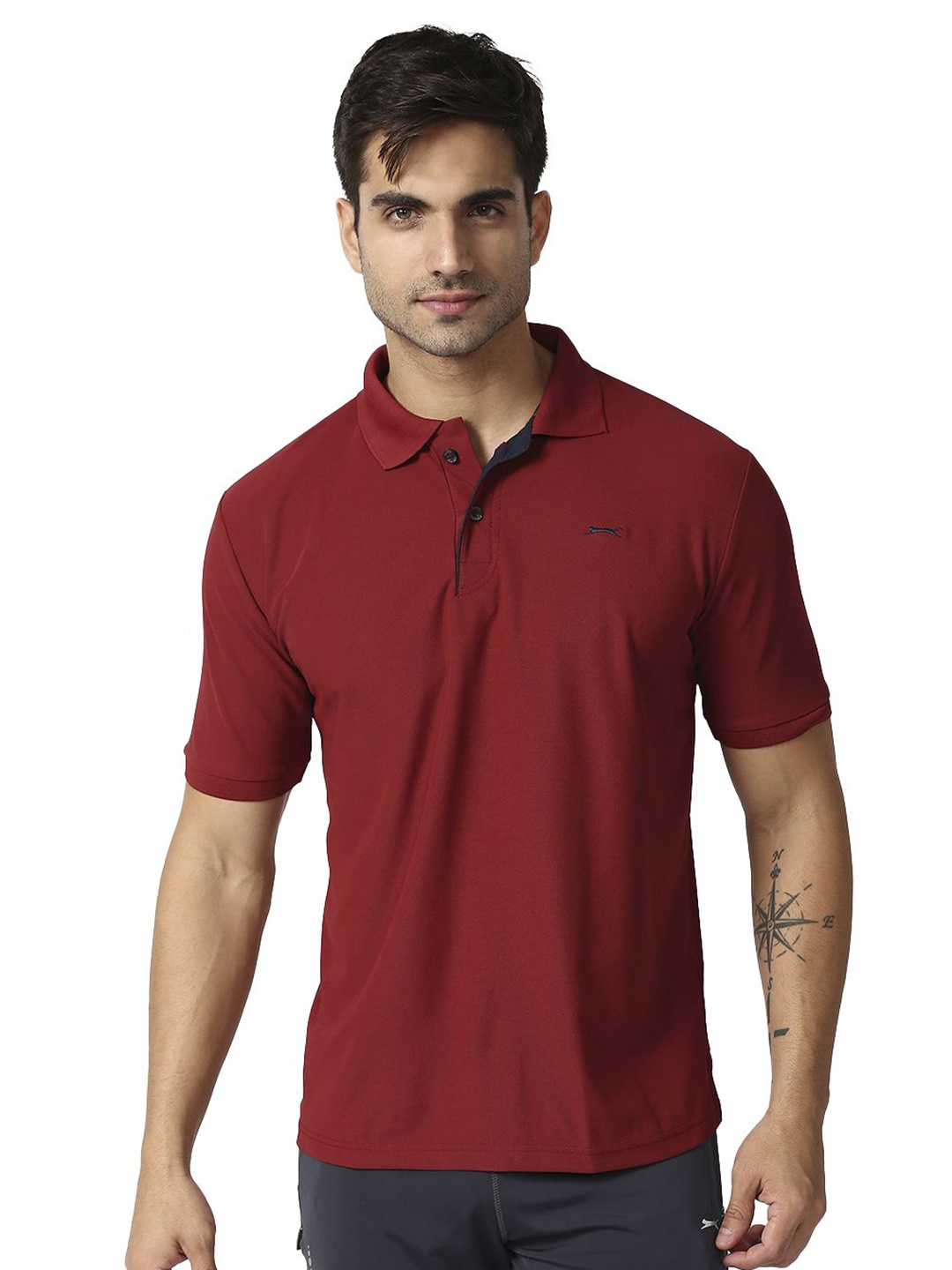 

Black Panther Men Solid Polo Neck Cotton T-Shirt, Maroon