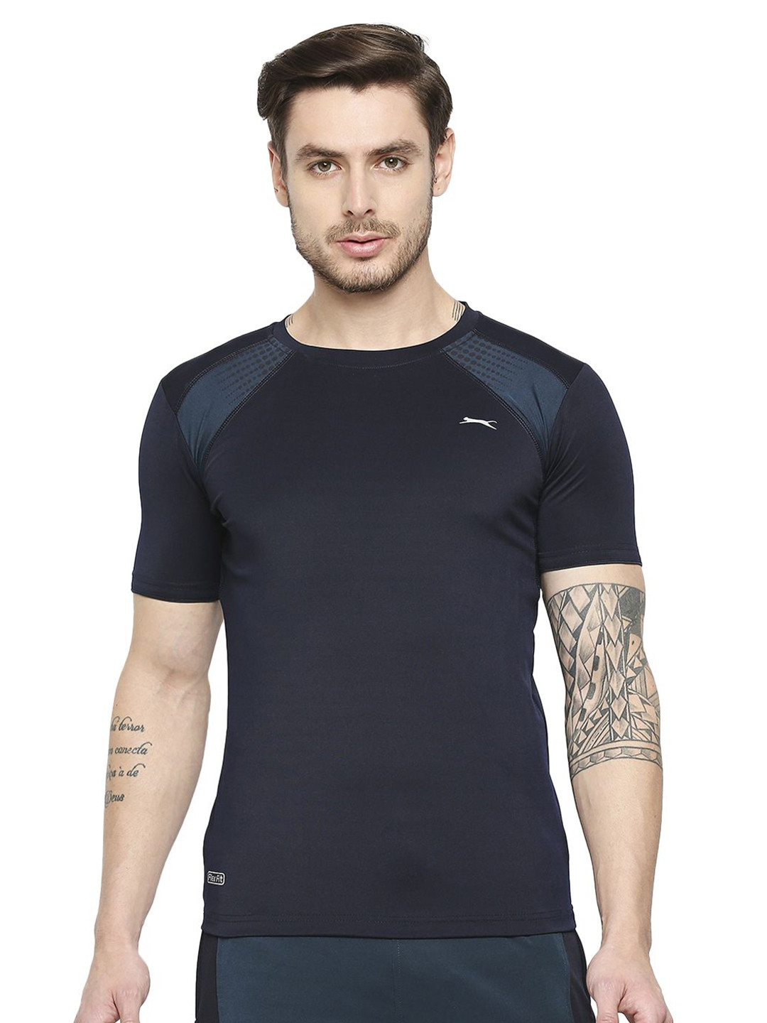 

Black Panther Men Round Neck Raglan Sleeves Dri-FIT Cut Outs T-shirt, Navy blue