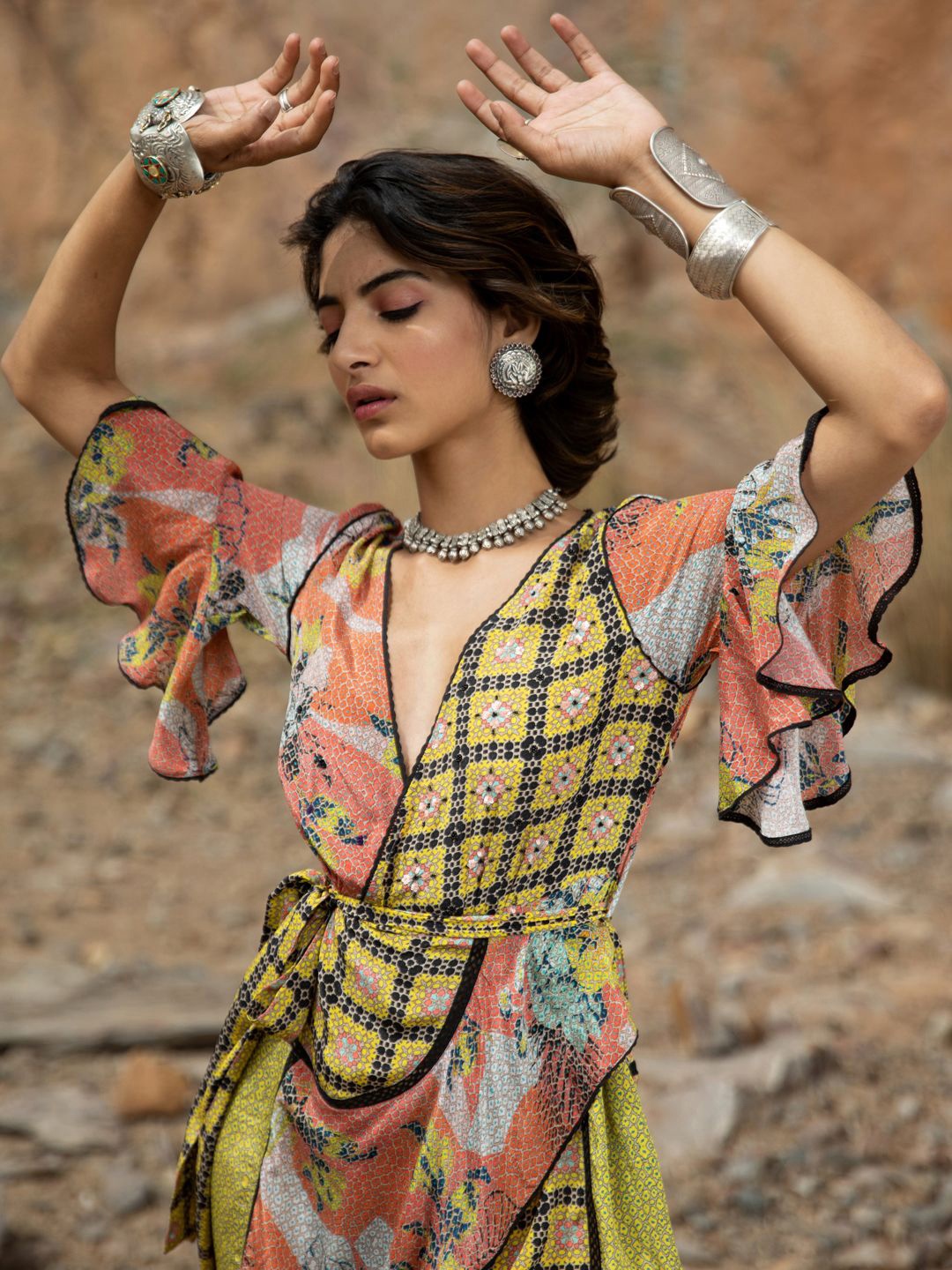 

Bhanuni Printed A-Line Dress, Yellow