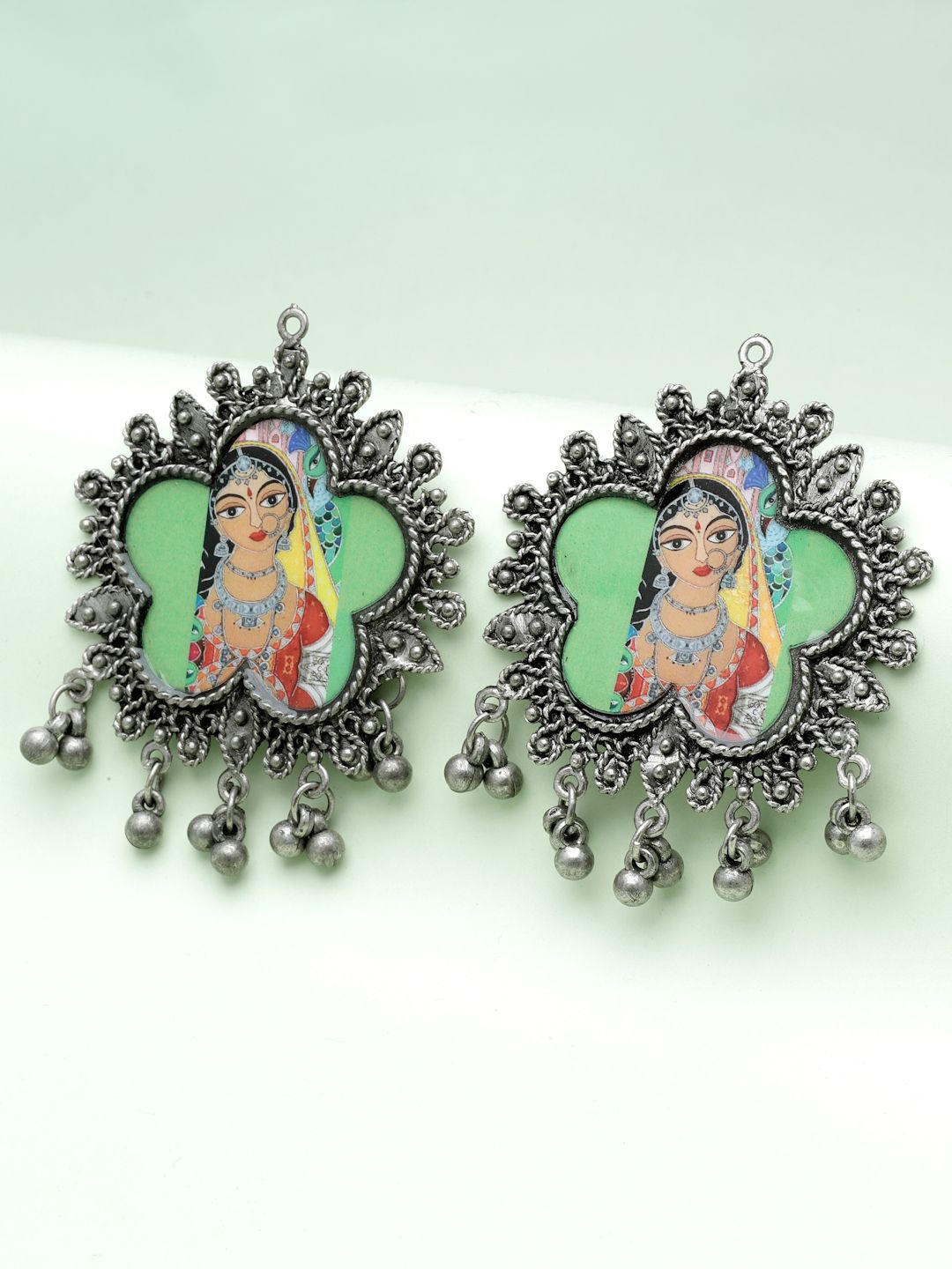 

Moedbuille Silver-Plated Beaded Contemporary Drop Earrings
