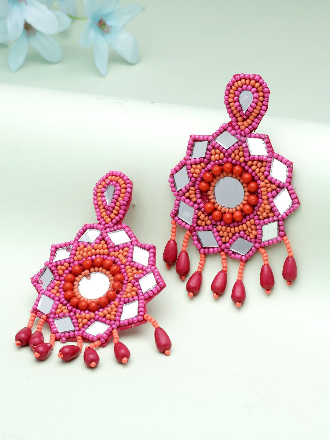 

Moedbuille Silver-Plated Beaded Tasselled Contemporary Drop Earrings