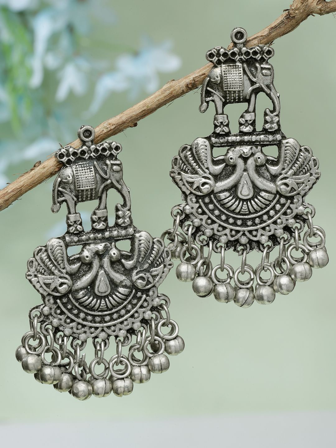 

Moedbuille Silver Plated Contemporary Oxidised Drop Earrings