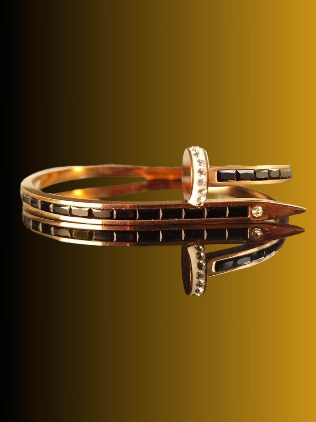 

DressBerry Rose Gold-Plated American Diamond-Studded Stainless Steel Cuff Bracelet