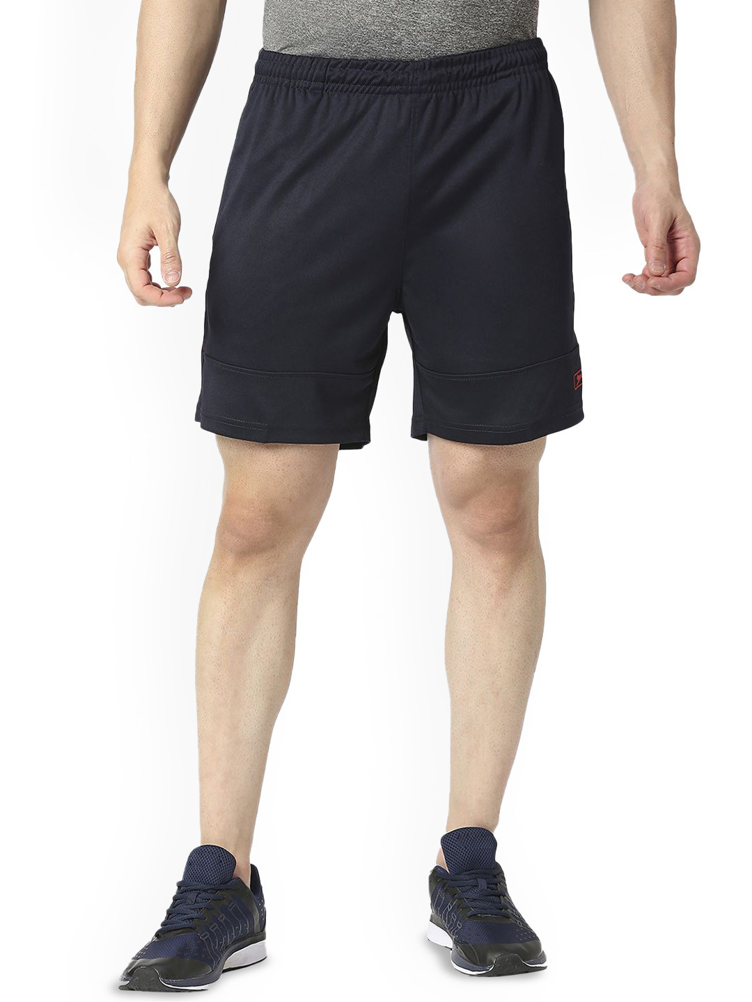 

Black Panther Men Solid Mid-Rise Regular Fit Above Knee Sports Shorts, Navy blue