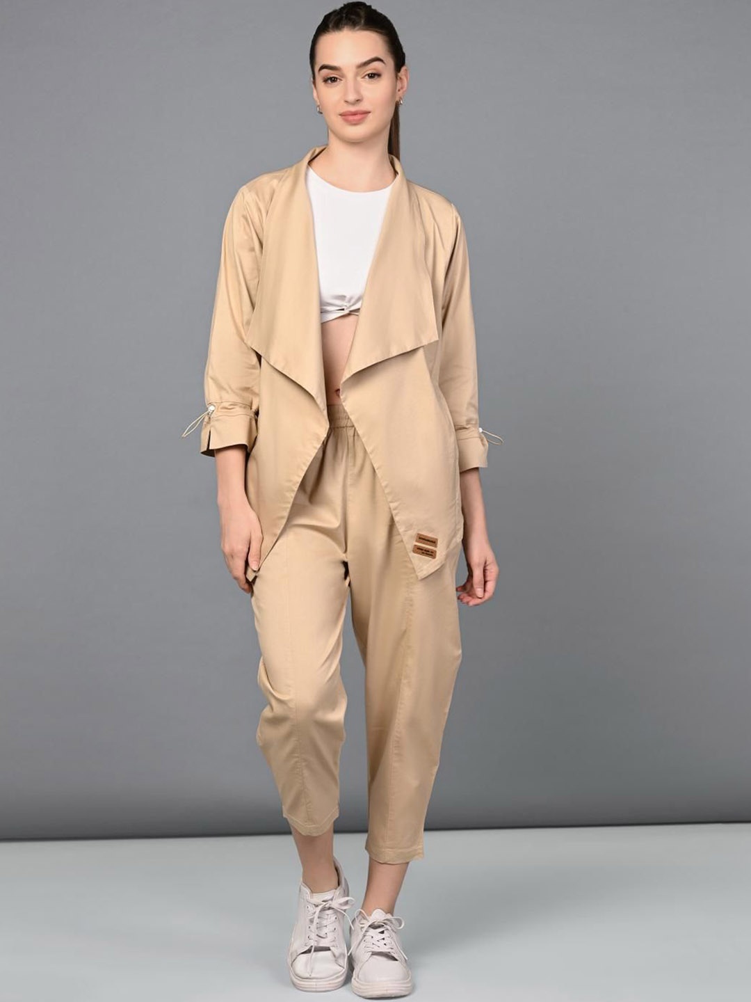 

Tuna London Sleeveless Pure Cotton Top & Jacket with Trouser Co-Ord Set, Peach