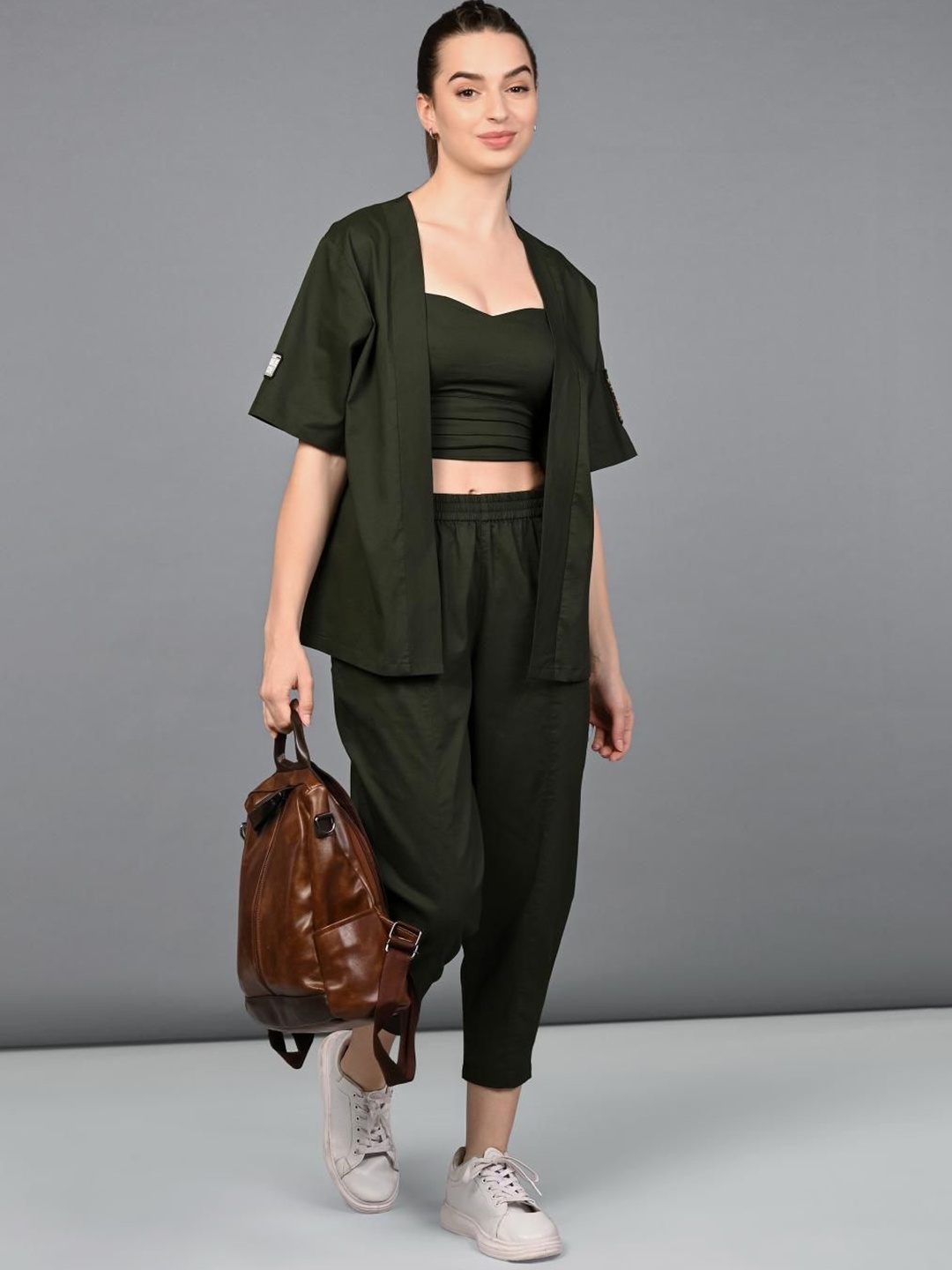 

Tuna London Pure Cotton Top & Trousers With Jacket, Green