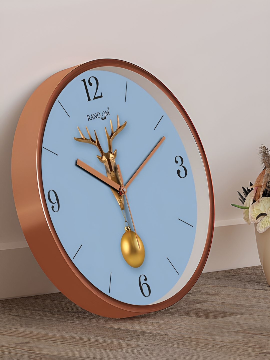 

RANDOM Printed Round Shaped Sweep Silent Movement Contemporary Wall Clock, Brown