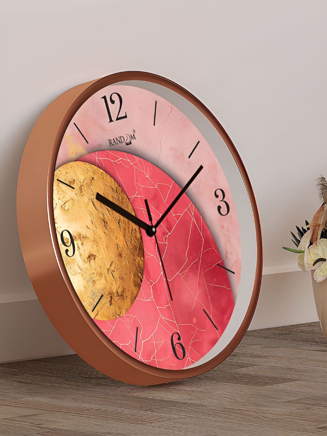 

RANDOM Printed Round Shaped Sweep Silent Movement Contemporary Wall Clock, Brown