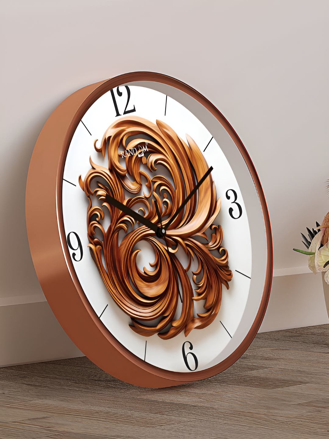 

RANDOM Printed Round Shaped Sweep Silent Movement Contemporary Wall Clock, Brown