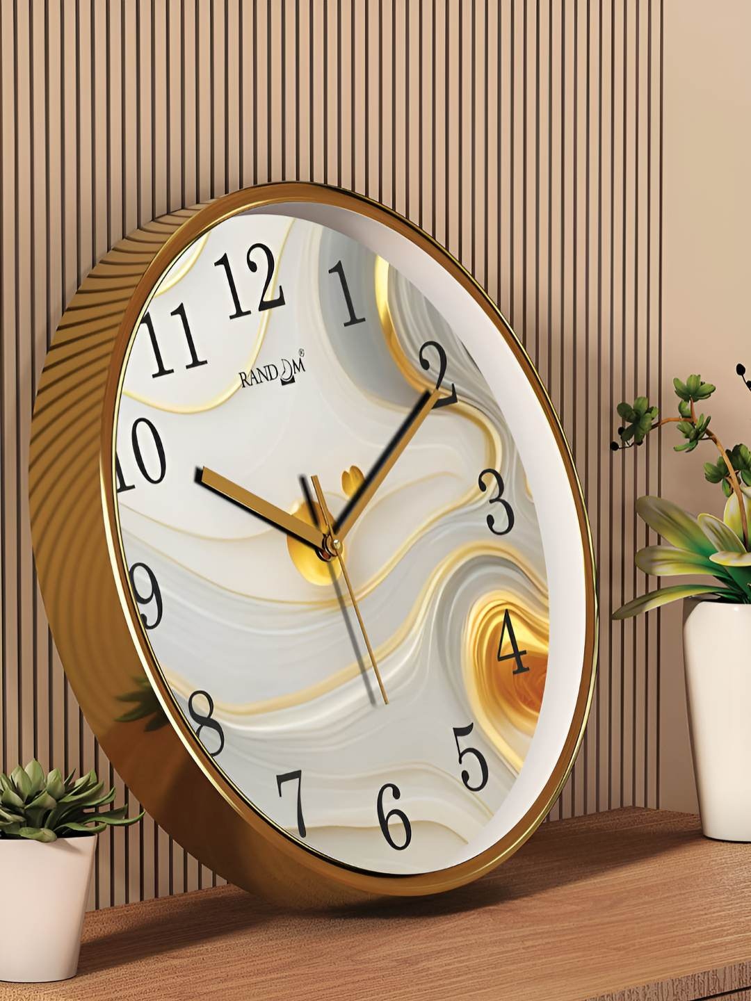 

RANDOM Printed Round Shaped Sweep Silent Movement Contemporary Wall Clock, White