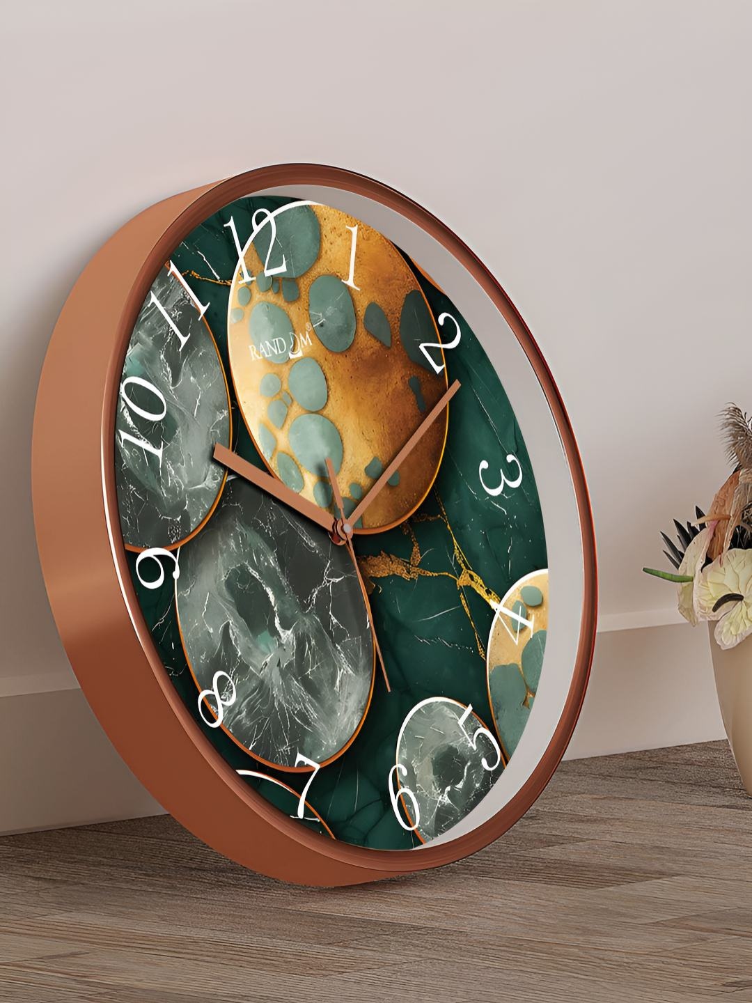 

RANDOM Printed Round Shaped Sweep Silent Movement Contemporary Wall Clock, Green