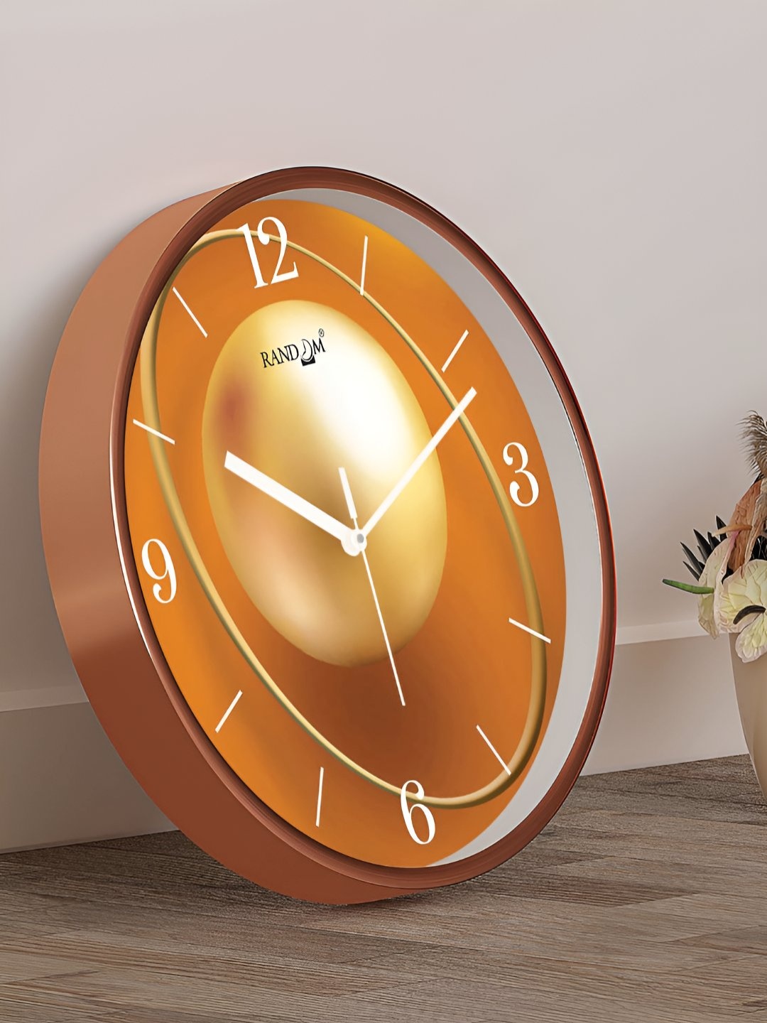 

RANDOM Printed Round Shaped Sweep Silent Movement Contemporary Wall Clock, Mustard