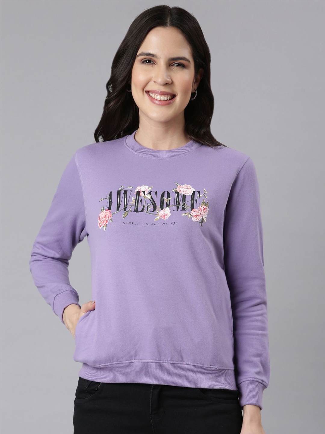 

DIXCY SCOTT Slimz Women Printed Sweatshirt Reyna Sweat Chalk Violet-Chalk Violet, Purple