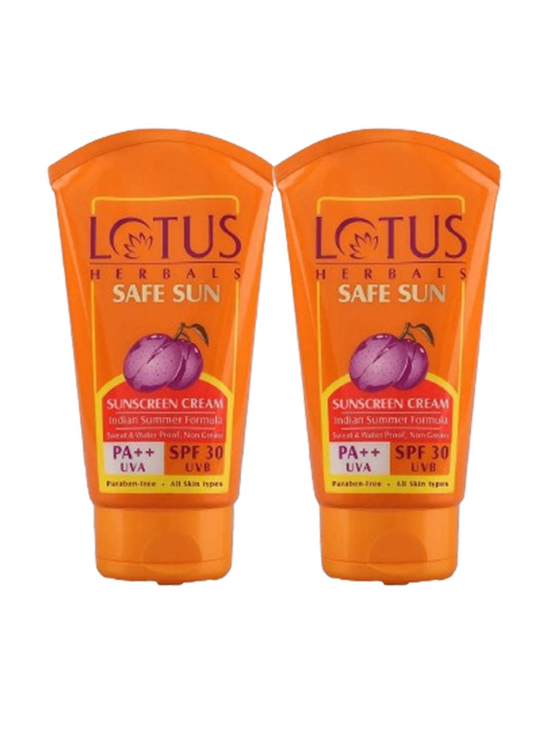 

Lotus Herbals Safe Sun Set Of 2 Sunblock SPF 30 PA++ - 100g Each, Orange