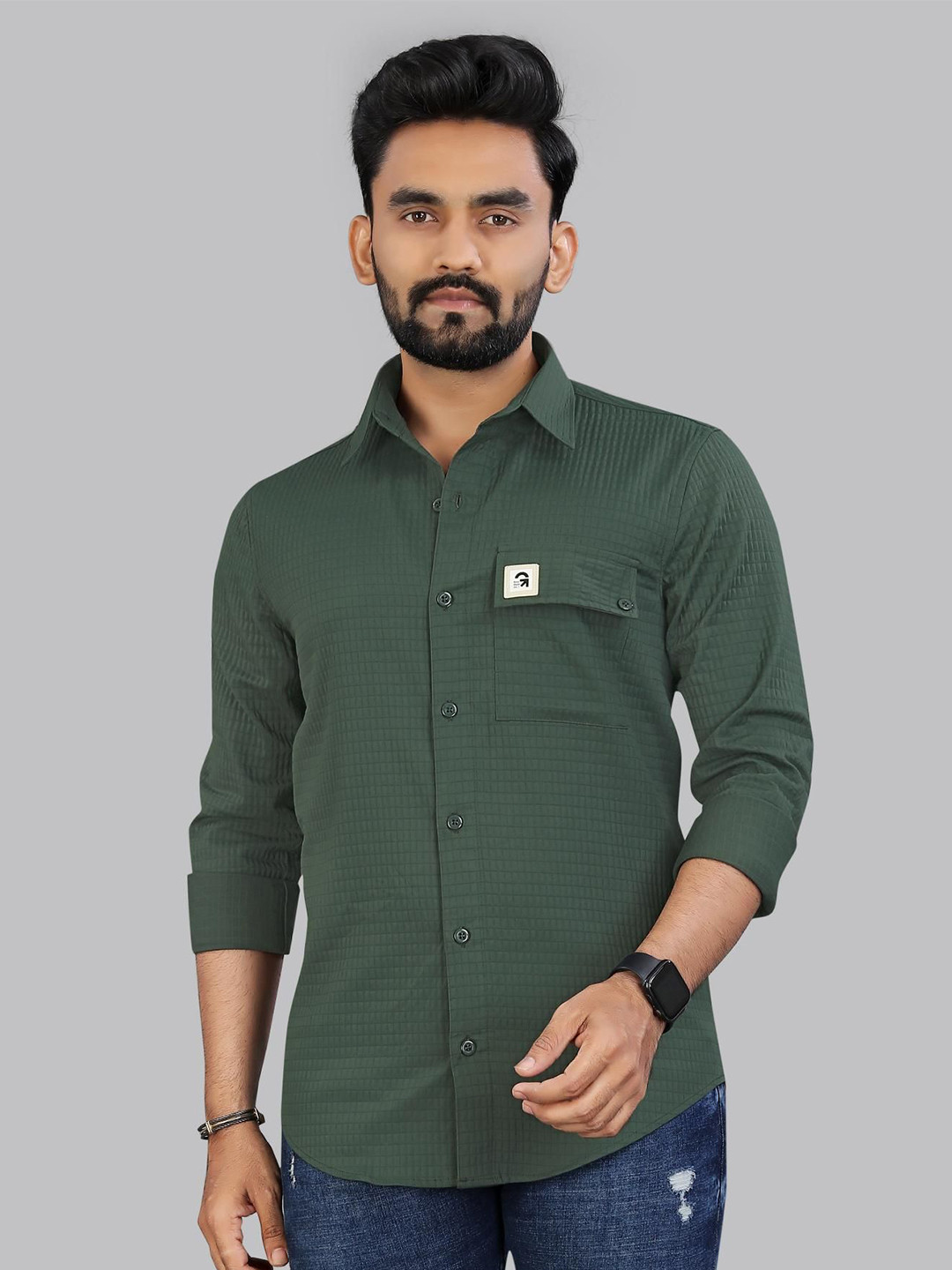 

ADWYN PETER Men Opaque Solid Regular Fit Casual New Shirt, Green
