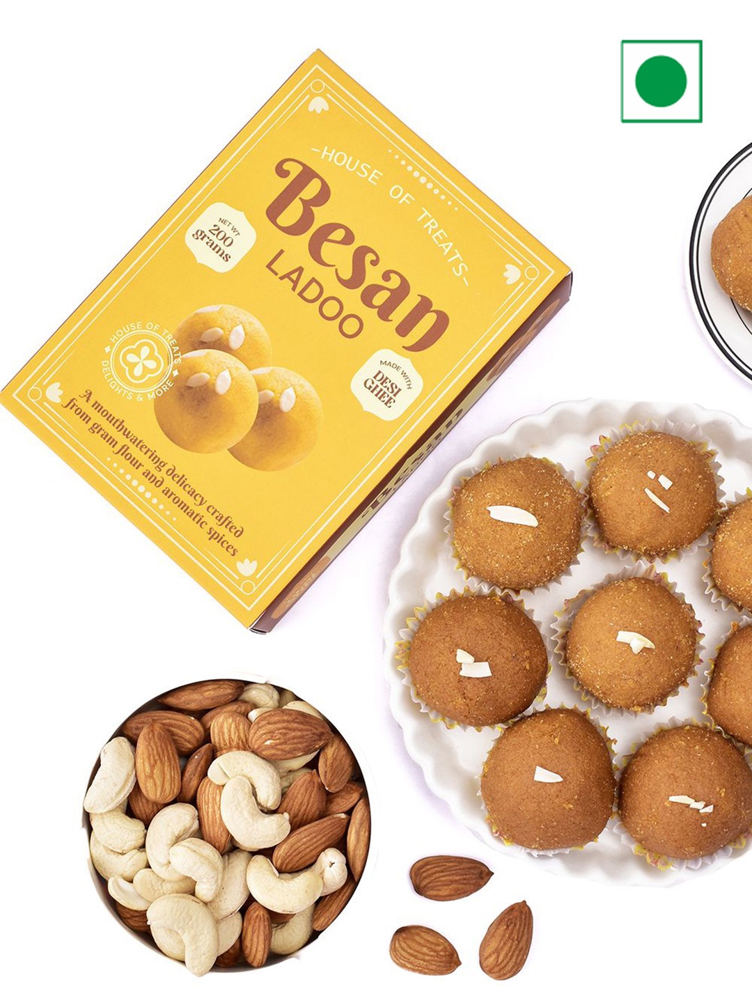 

Hyperfoods Gift Happiness Rakhi With Besan Laddu Sweet Gifts, Yellow